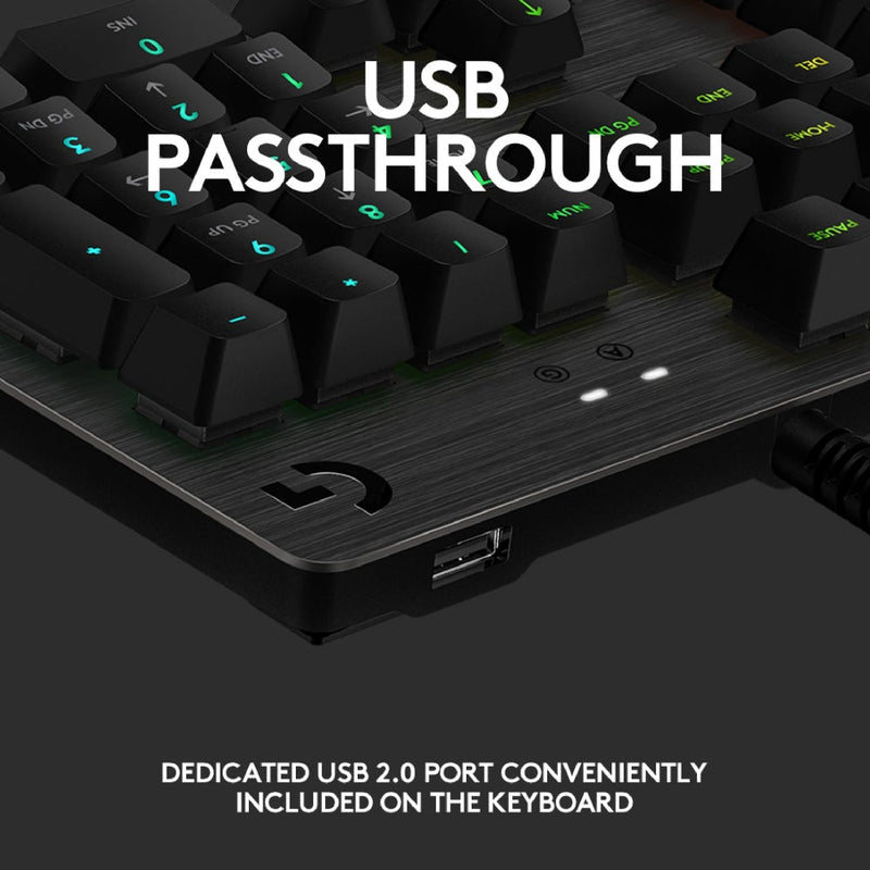 Logitech G512 RGB Mechanical Gaming Keyboard, GX Blue / GX Brown / GX Red Switches, USB Passthrough